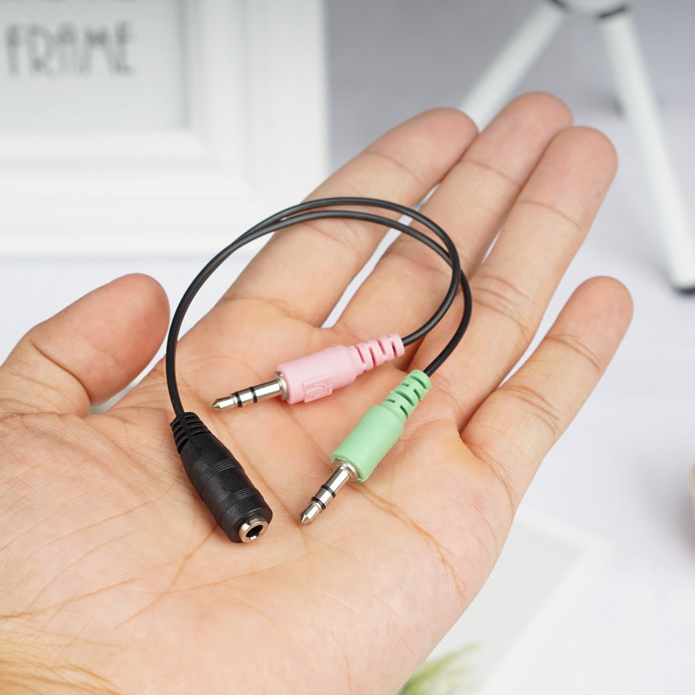 Computer Splitter Cable 1 to 2 Microphone Adapter Cable