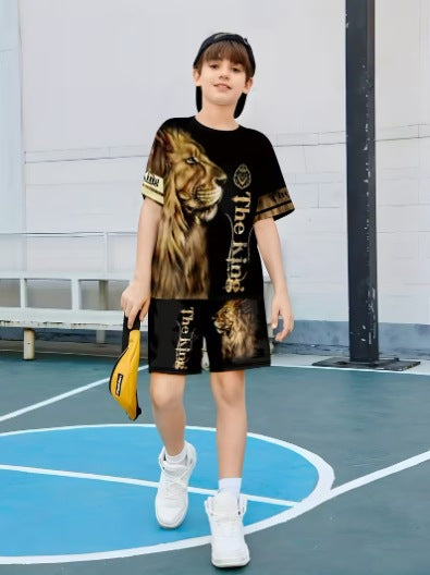 Enfants Vêtements Garçons Manches courtes Col d'équipage T-shirt et shorts 3 pièces