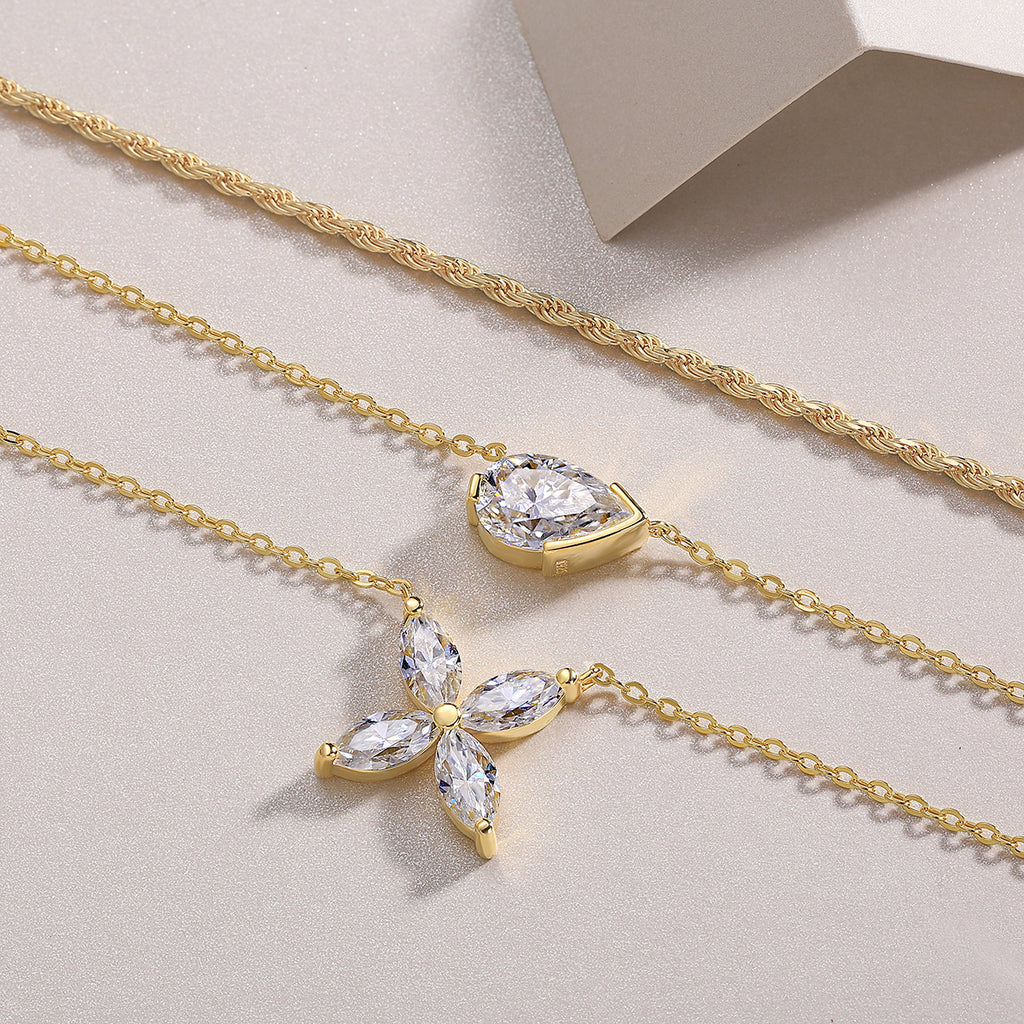 S925 Collier plaqué or argenté