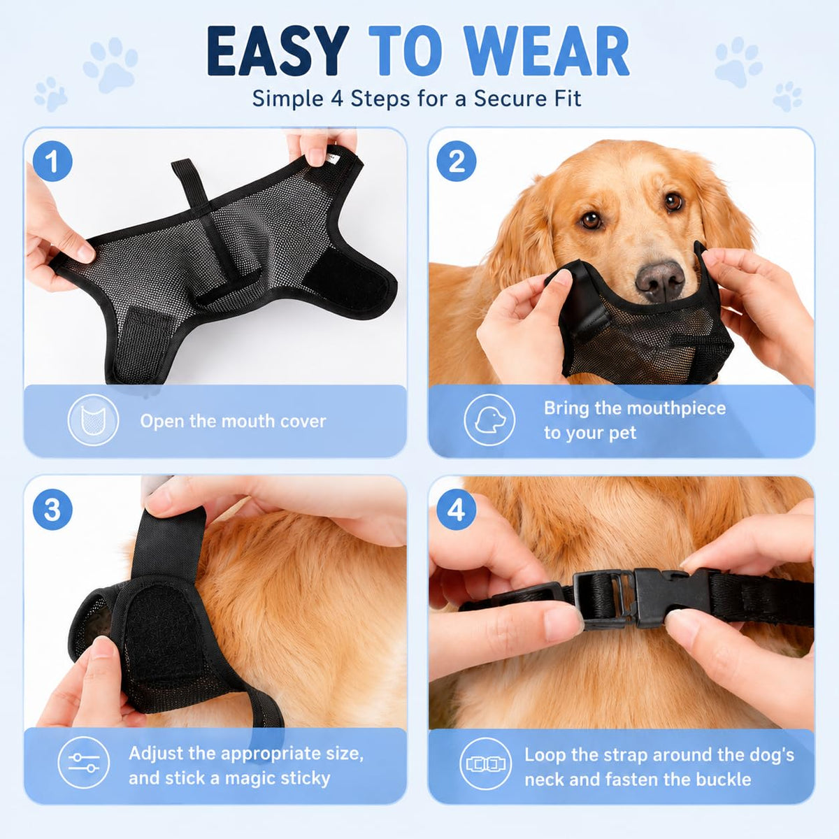Muselière de chien, Muselière d'air doux pour grands chiens, moules de chien respirantes pour la chasse