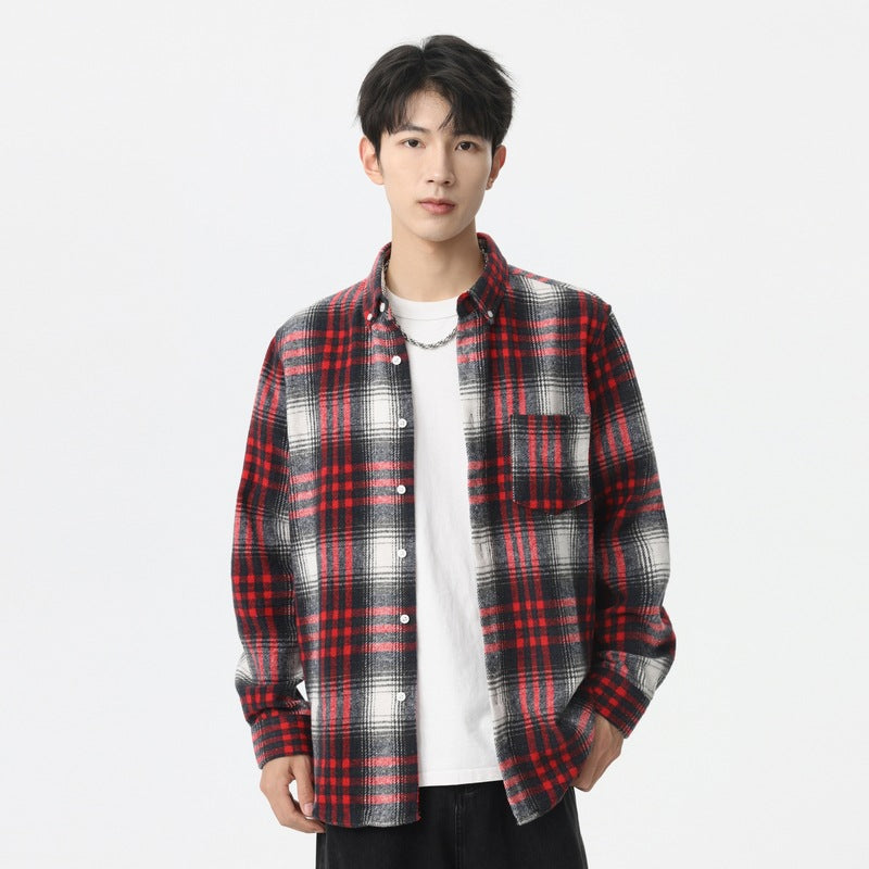 Chemise à volant brossé pour homme