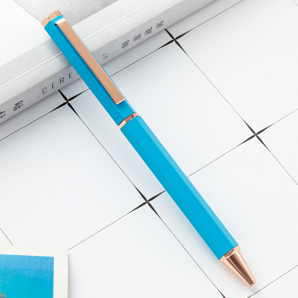 Stylo à rotule métallique simple à six angles