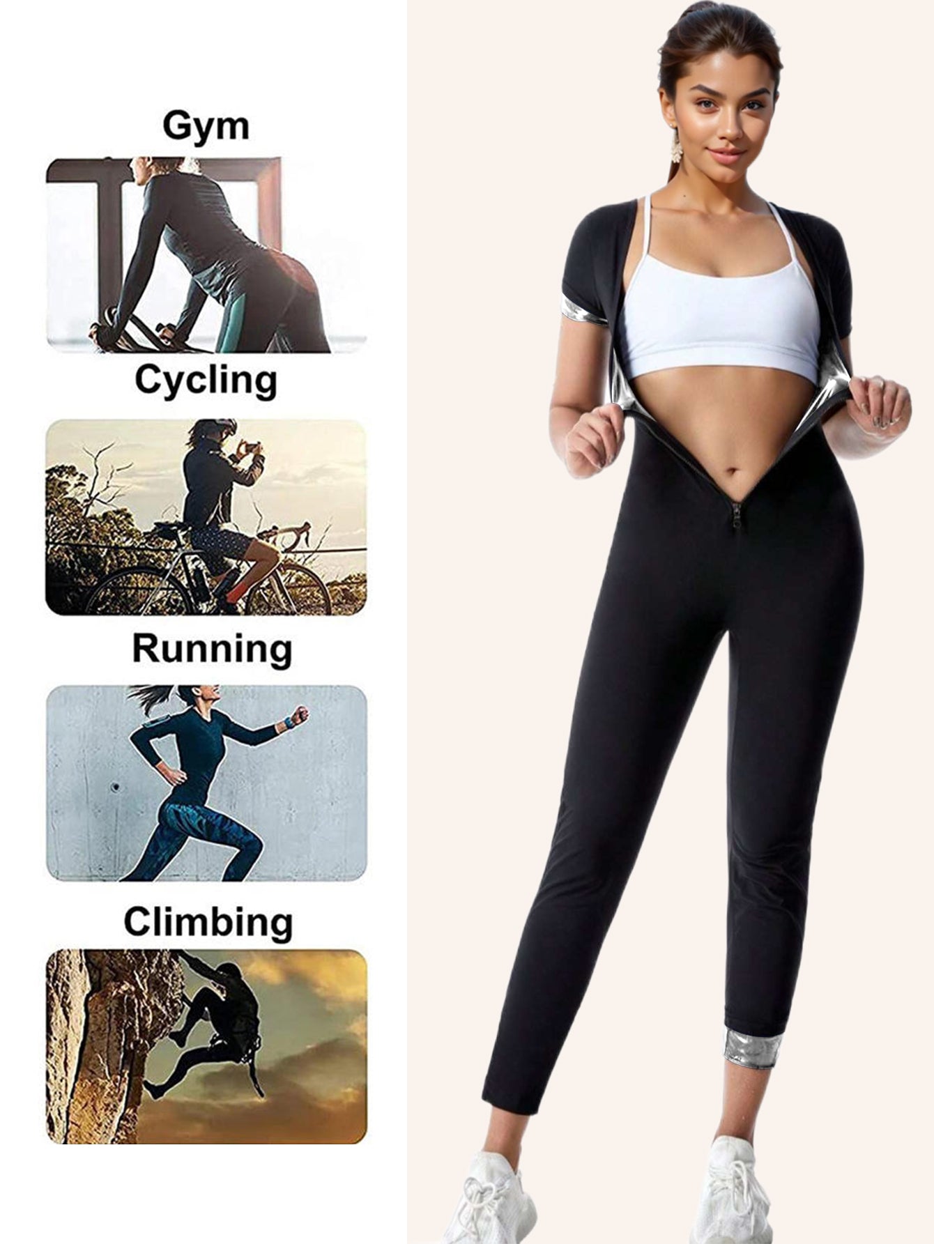 Maillot de saut à manches courtes Sauna pour femme