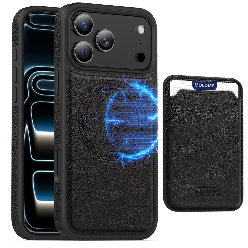Magnetic Leather Card Holder compatible with 17 Pro Max