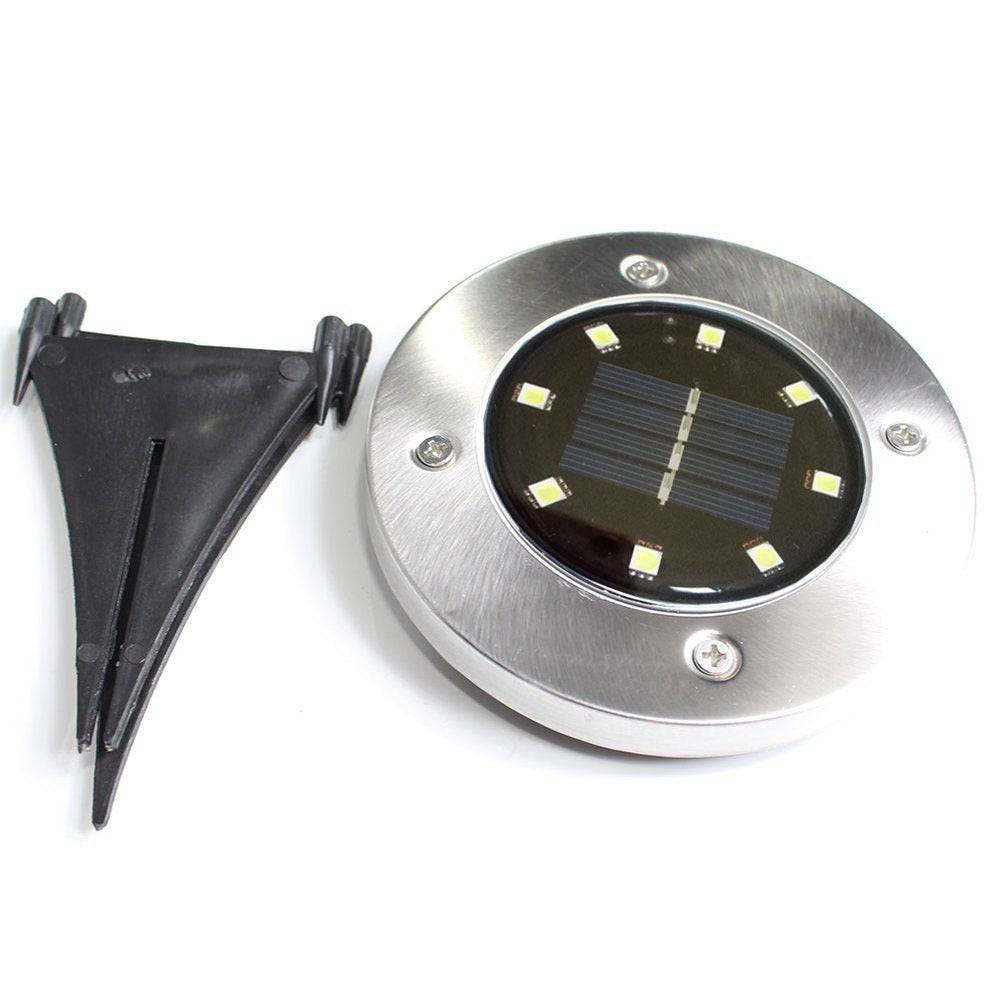 Lampe à gazon solaire 8led Solar Underground en acier inoxydable