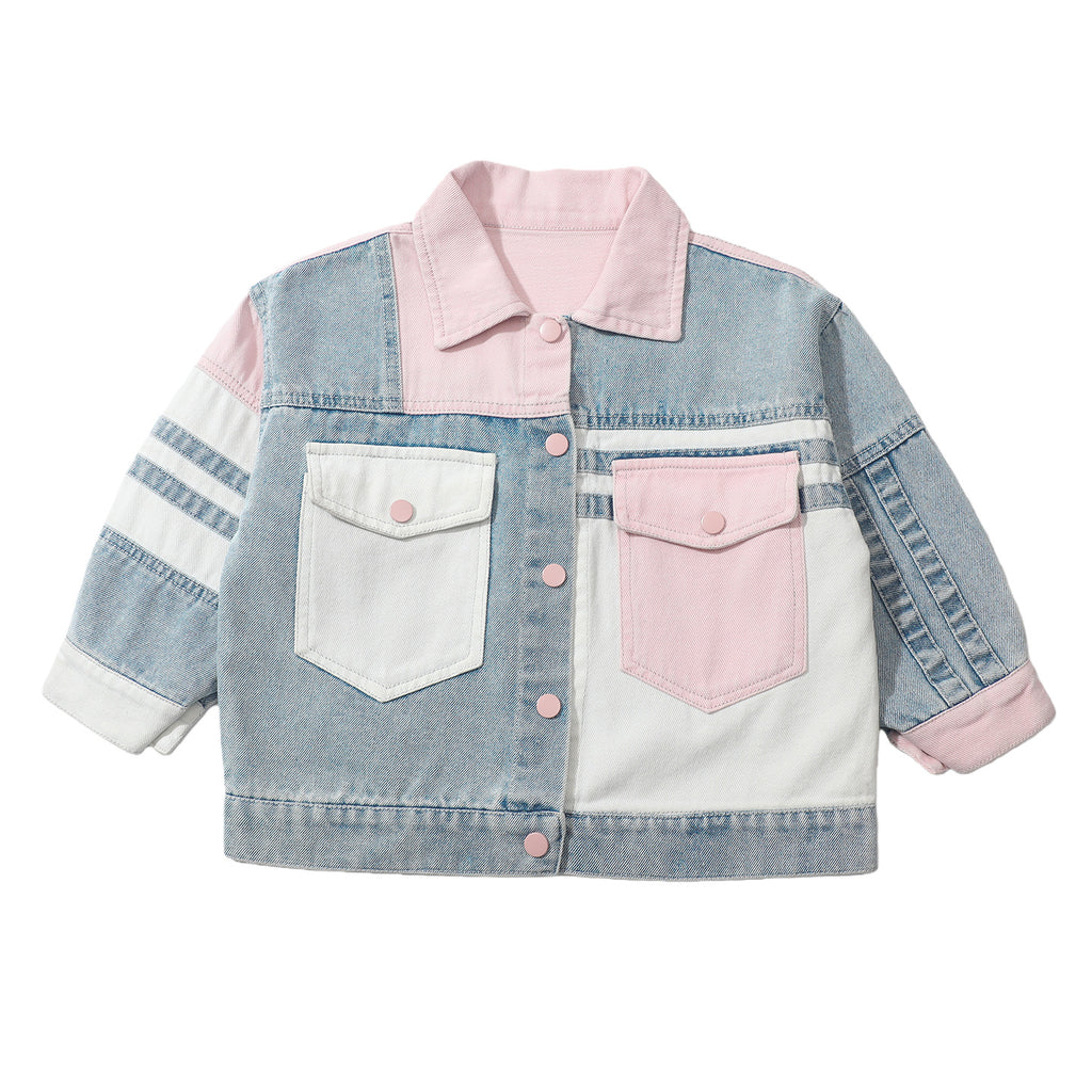 Veste denim multicolore pour filles de nouveau style