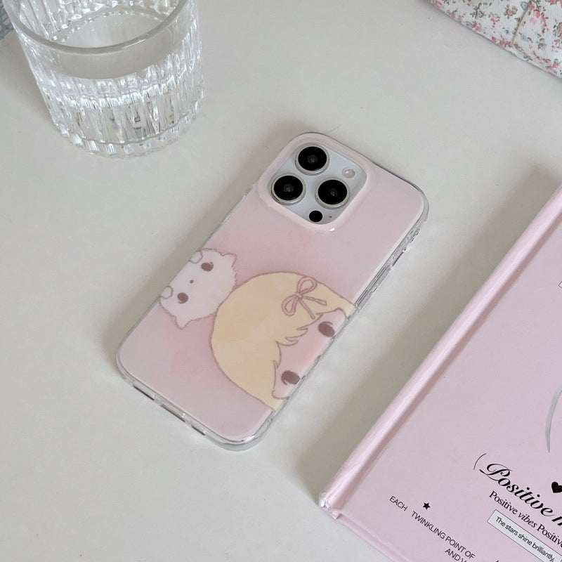 Puppy et Blonde fille étui de téléphone imprimé