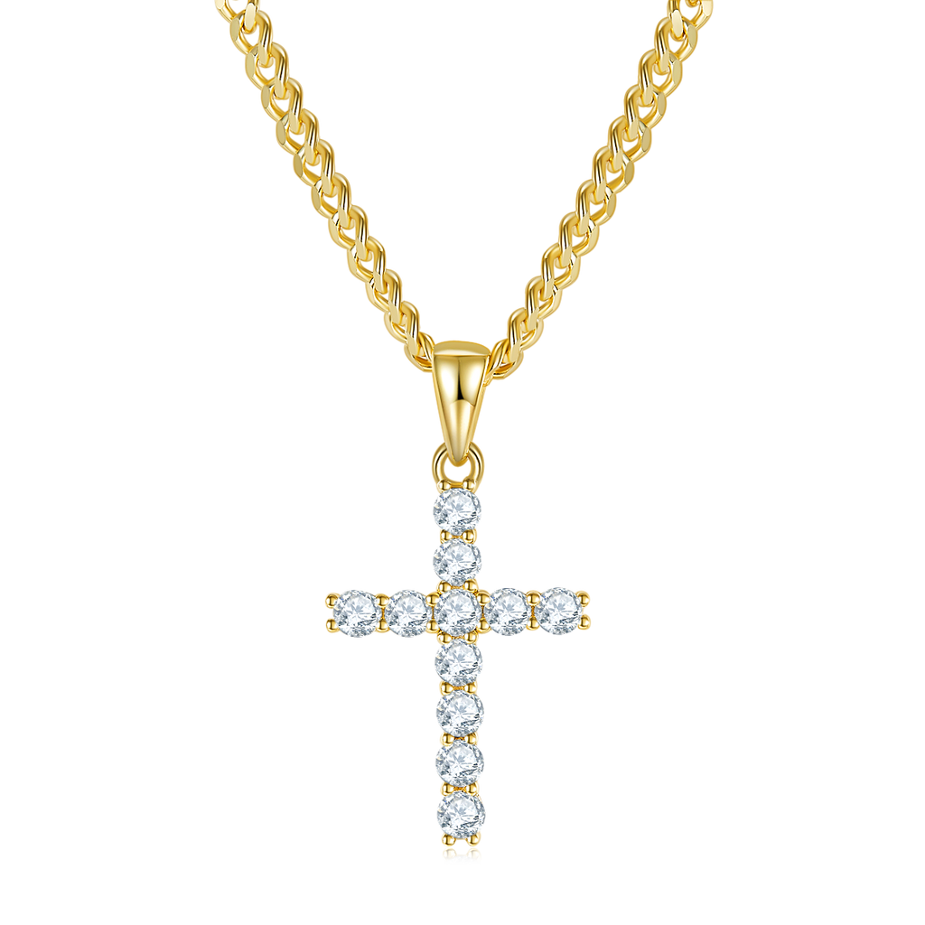 S925 Argent Sterling D Couleur VVS1 Moissanite Cross Pendentif Non Chaîne 1.6g Platine plaqué G