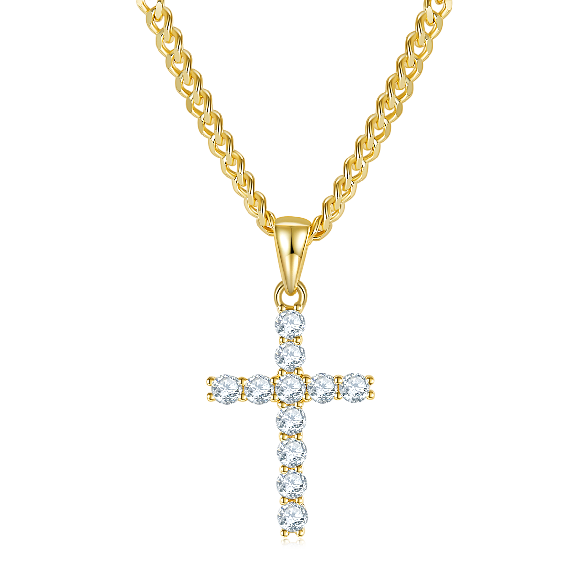 S925 Argent Sterling D Couleur VVS1 Moissanite Cross Pendentif Non Chaîne 1.6g Platine plaqué G