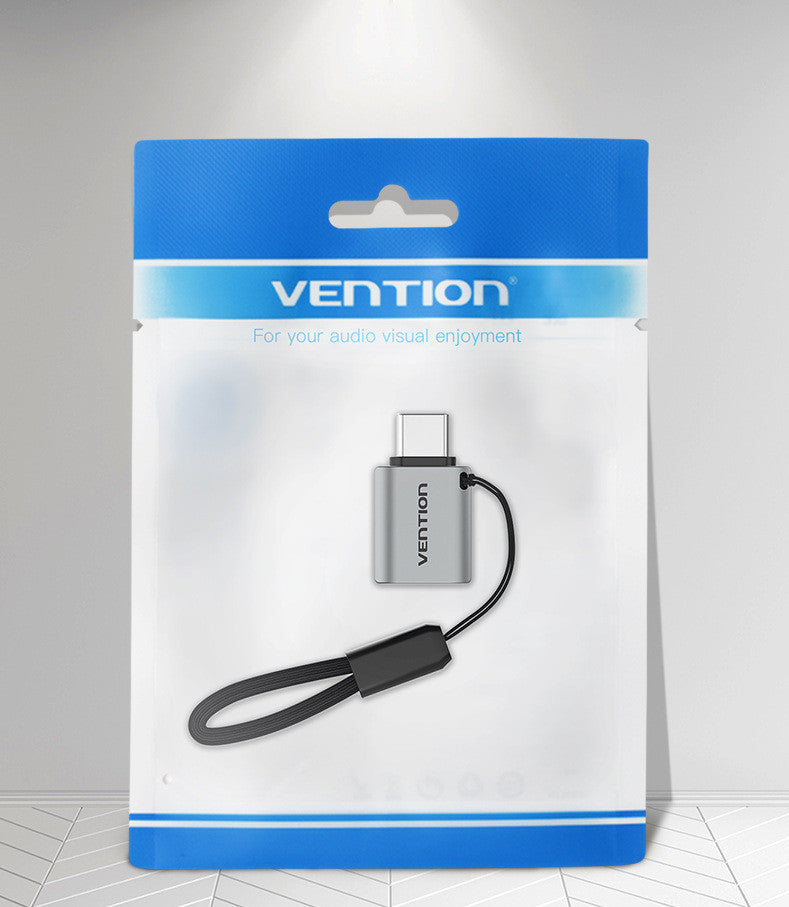 USB 3.0C Homme à une femelle adaptateur OTG alliage d'aluminium gris avec lanyard