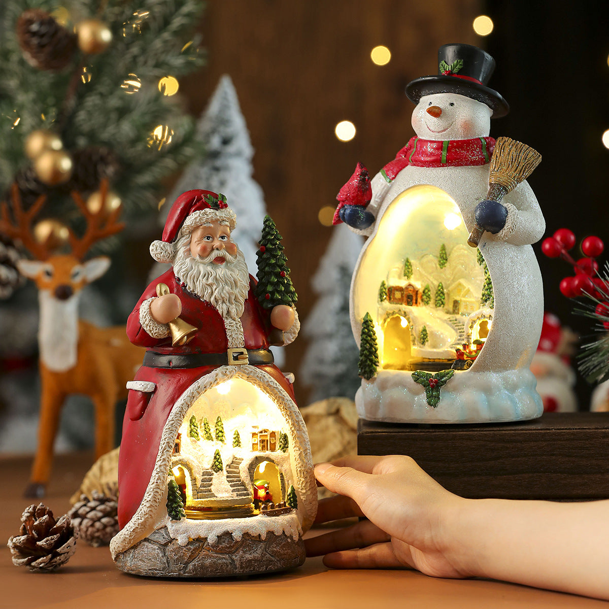 Christmas Resin Rotating LED Lamp Ornaments