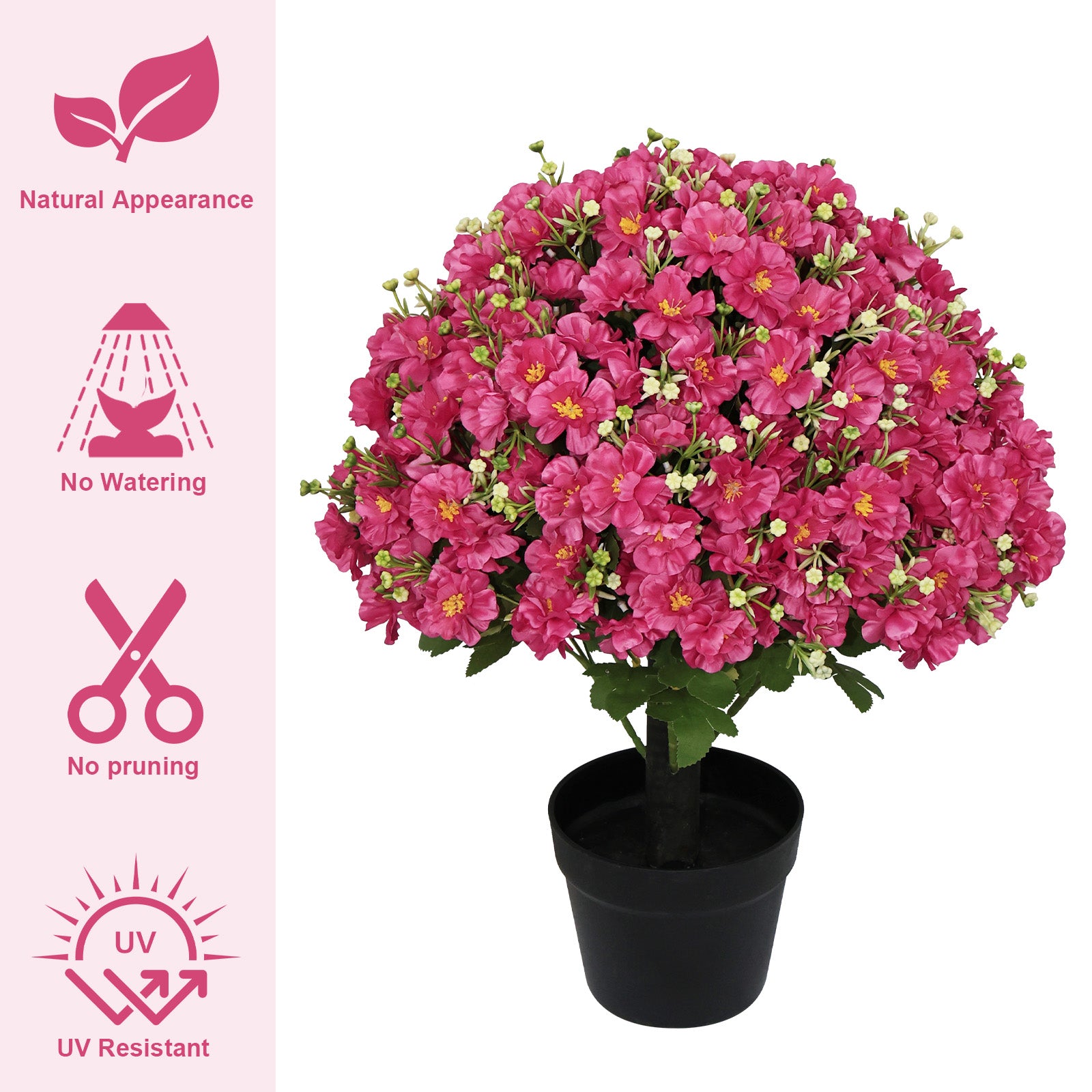 Fleur artificielle de 24 pouces Faux Lotus Neige Potée Plante UV résistant aux UV Floral artificiel Déco