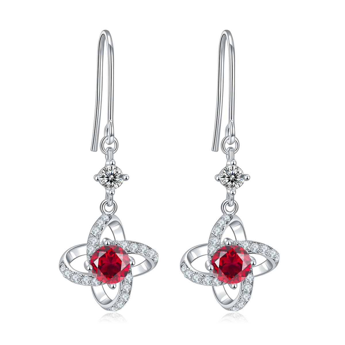 S925 Boucles d'oreilles à angle de trèfle en argent sterling