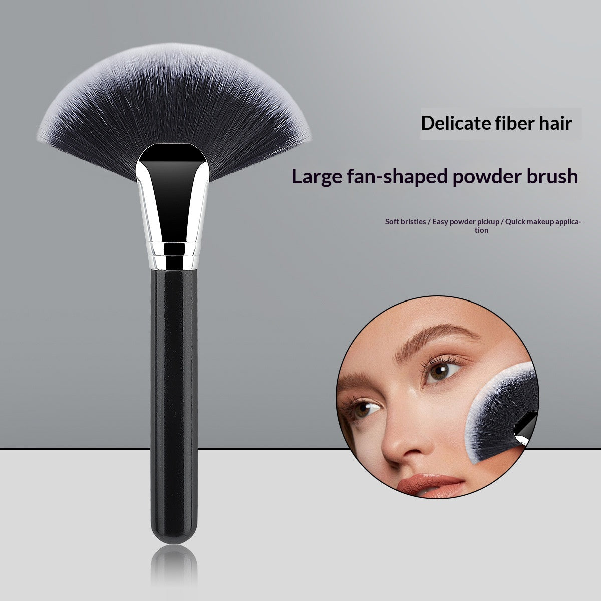 Brosse haute lumière en forme d'éventail avec bristles en fibre fine