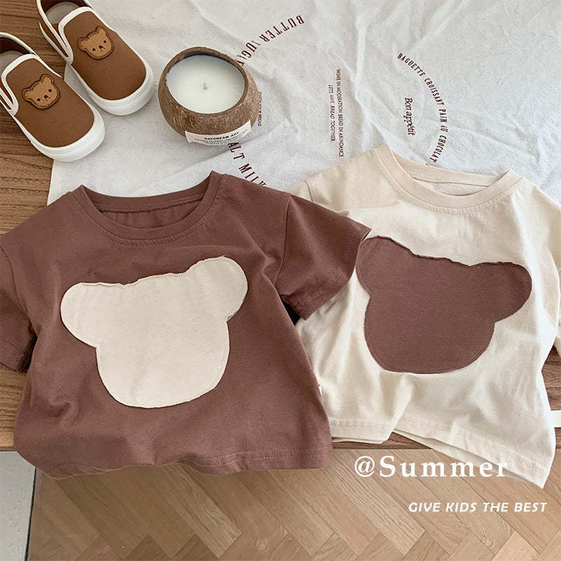 Haut de chemise de bas de mode patch ours pour enfants