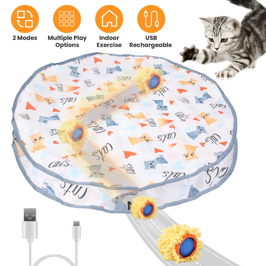 Jouets de chat 1Pc Ball rapide Rolling dans la poche Rechargeable Motion activé Jouets de chat interactifs