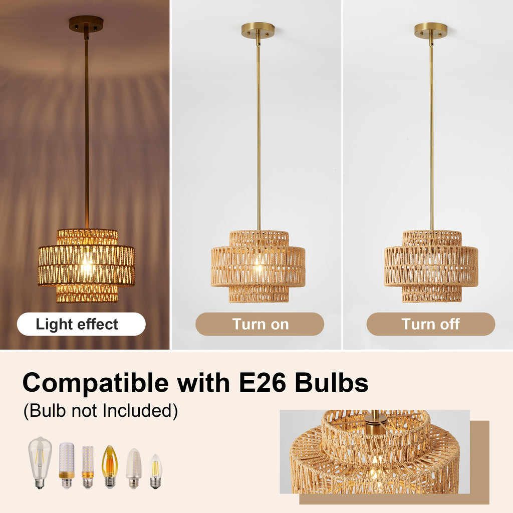 12.6 en Boho Rattan Chandelier luminaire