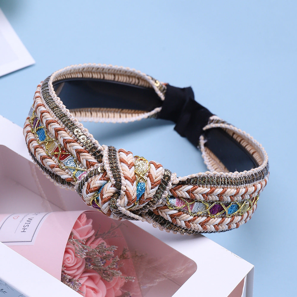 Tissu Knotted Hair Accessoires Bohemian Woven Bandeau