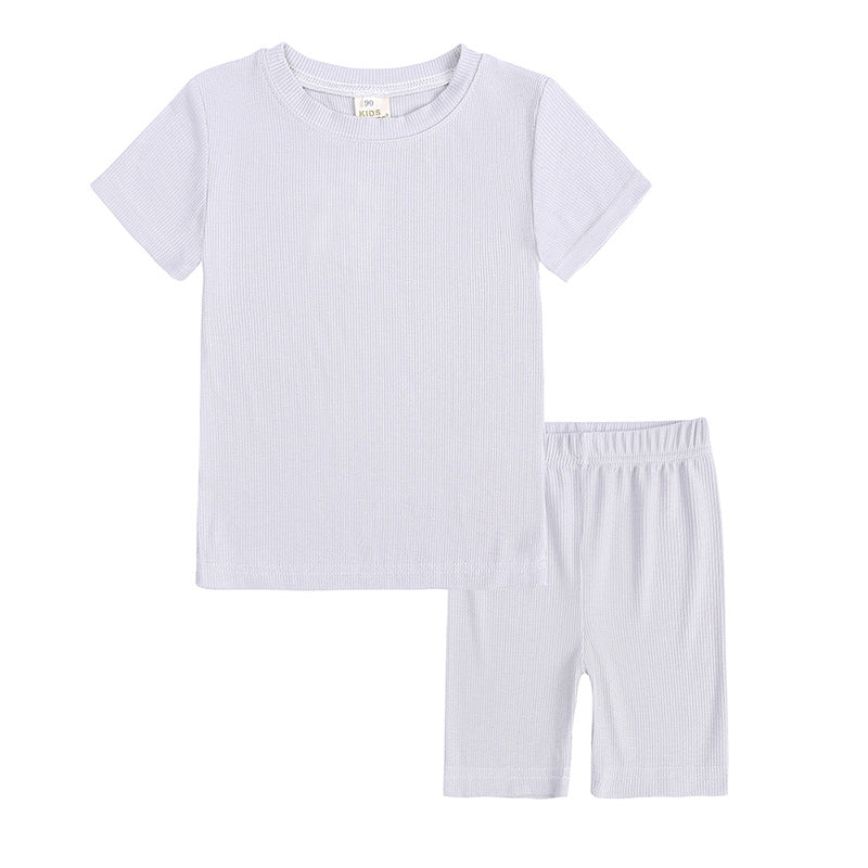 Solid Color Short Sleeve T-Shirt Two-Piece Set