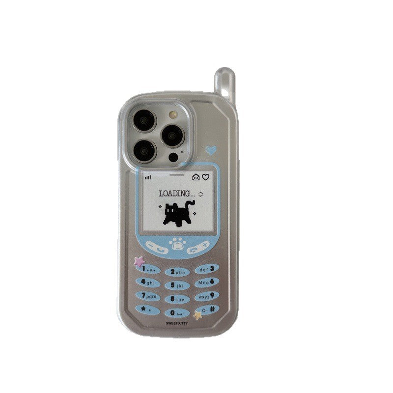 Étui de téléphone de chat noir en argent plaqué Walkie-Talkie