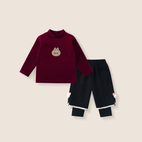 Set de sweatshirts d'hiver Ligné de polaires d'hiver Thickened One-Piece polaire bébé Coréen-Style faux deux-P