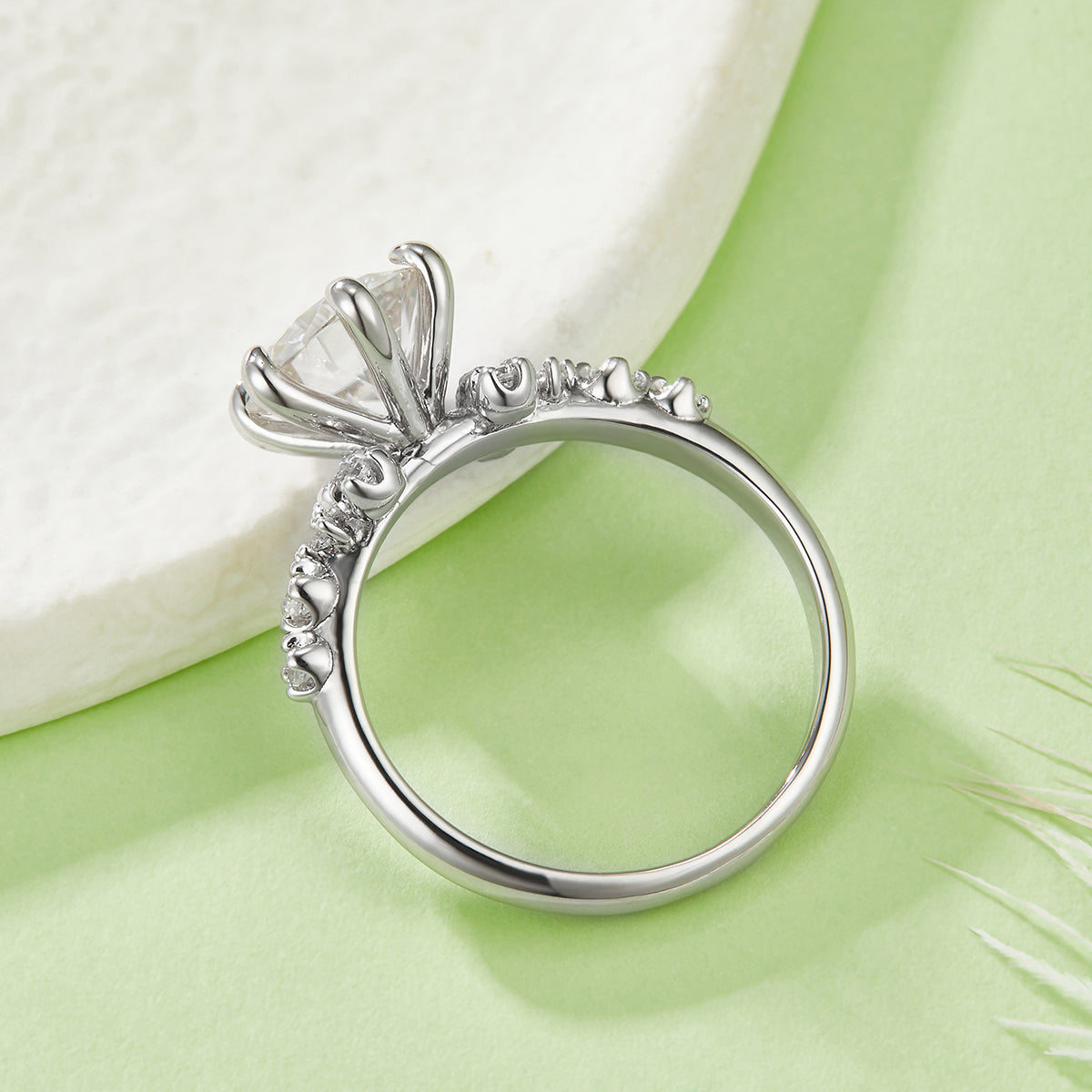 S925 Argent Sterling 2ct Anneau de Moissanite