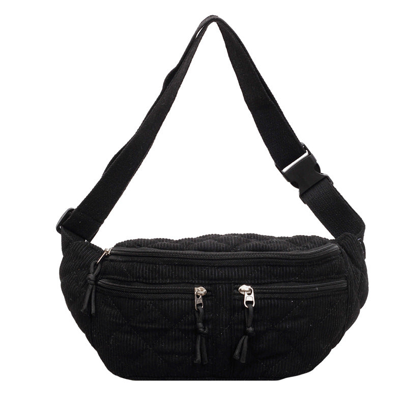 Sac de poitrine en coton massif de couleur basse Niche-design Épaule et corps croisé polyvalent et facile T