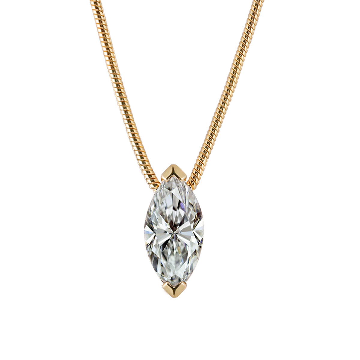 S925 Argent plaqué or Marquise 5&10mm Collier en mossanite 1ct D Couleur VVS1 Argent doré O