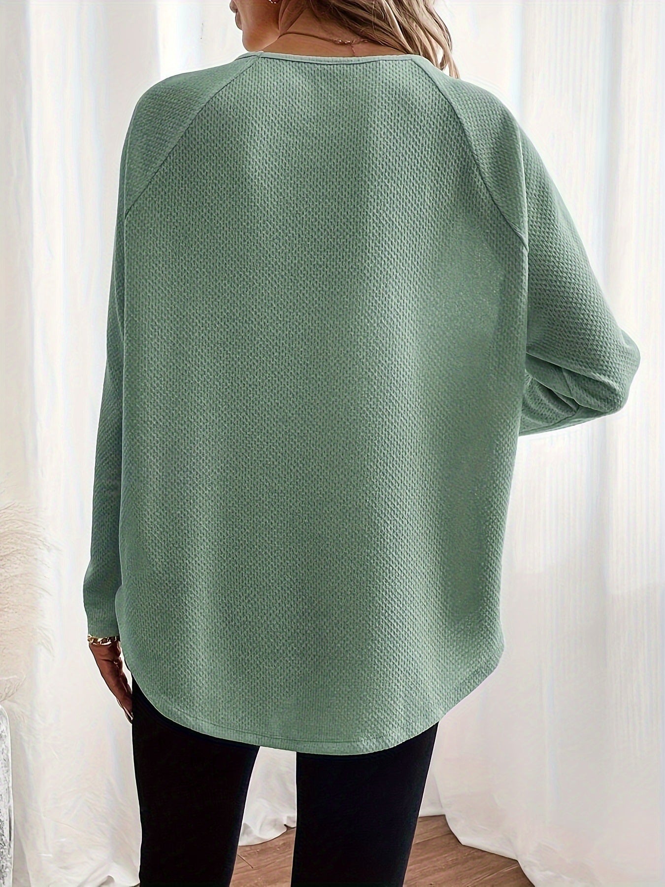 Automne Arrivée Solid Color Waffle-Knit Hors-Sholder Pullover Top pour les vêtements de salon