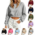 Pull Casual Sporty Top Cropped Loose-fit à manches longues Hoodie