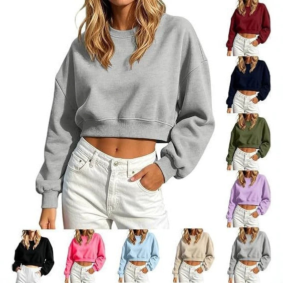 Pull Casual Sporty Top Cropped Loose-fit à manches longues Hoodie