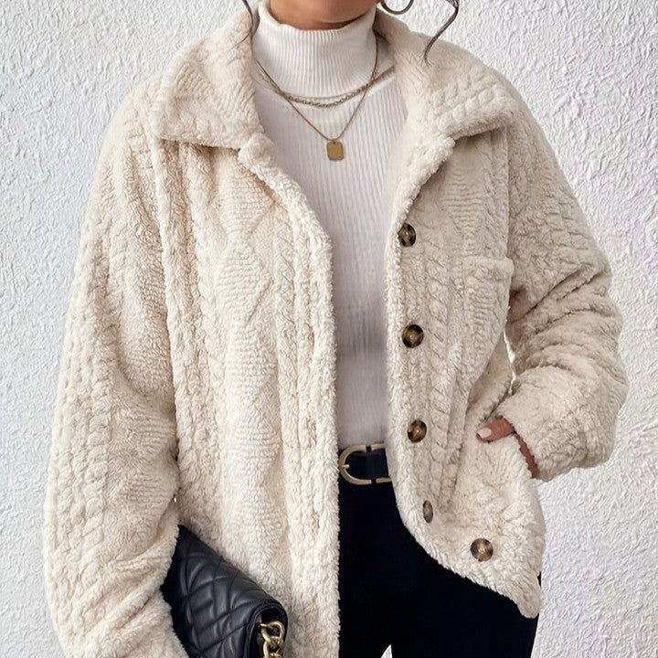 Veste Diamond-Check en peluche bouton-avant