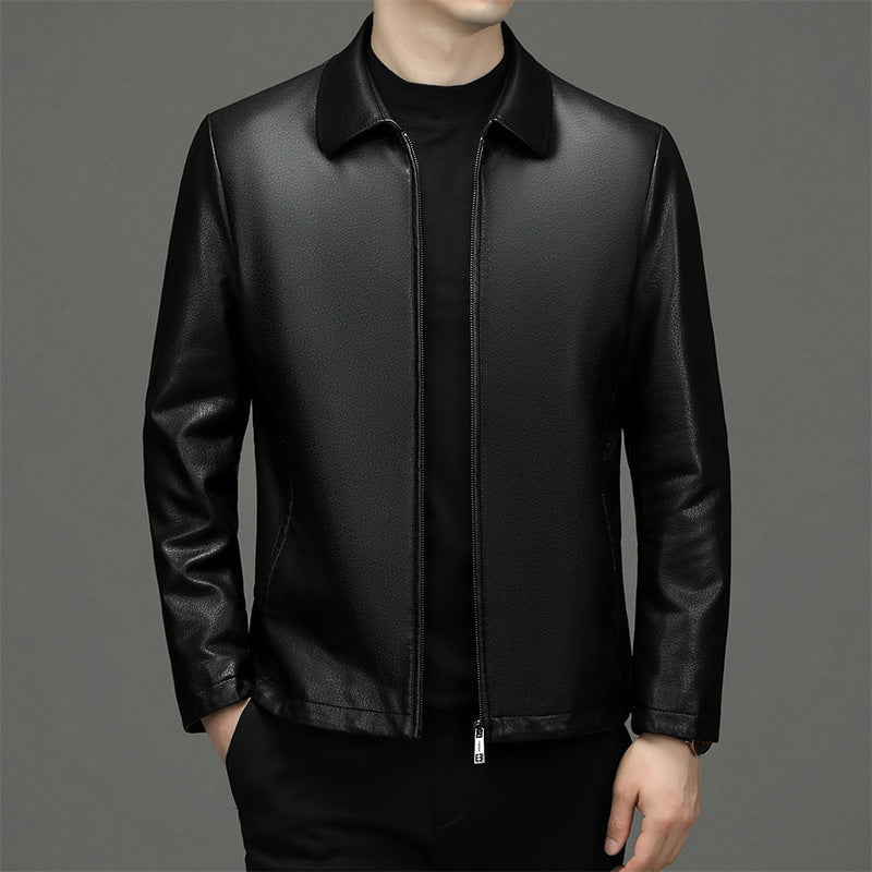 Veste en cuir véritable écologique Lapel Veste en cuir véritable Hommes