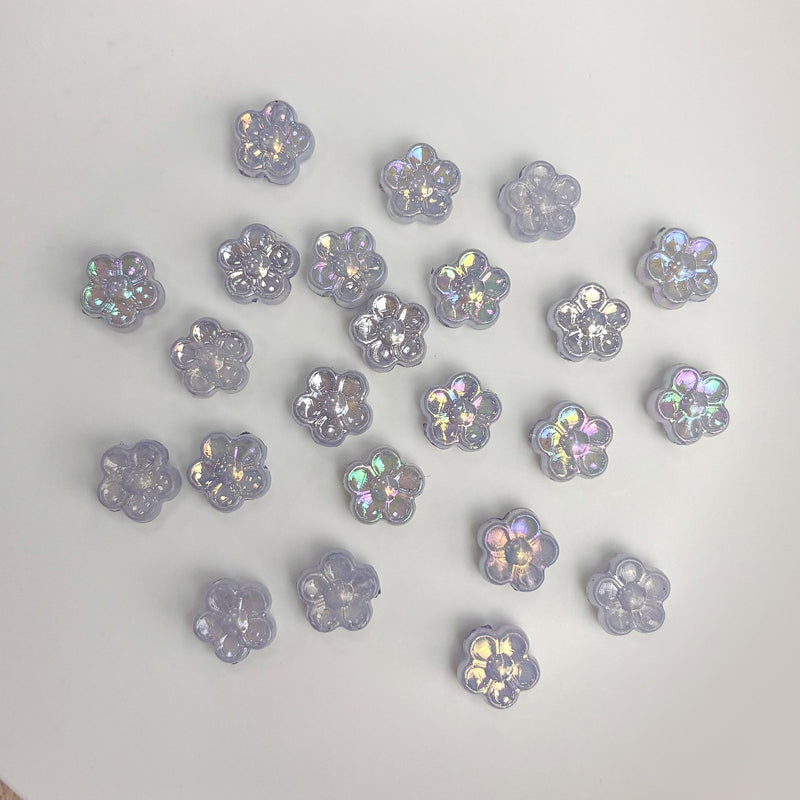 Mini perles de fleurs en acrylique 5-Petal avec paillettes d'or fin