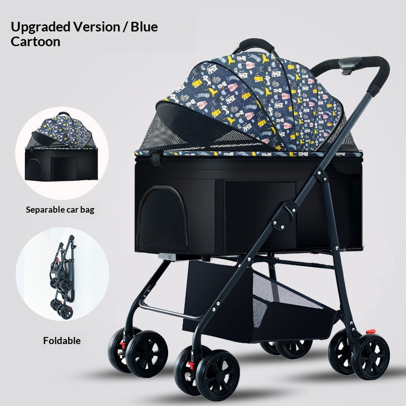 Poussette pour animaux pour chiens et chats Cage amovible portable avec conception pliante pour Po extérieur