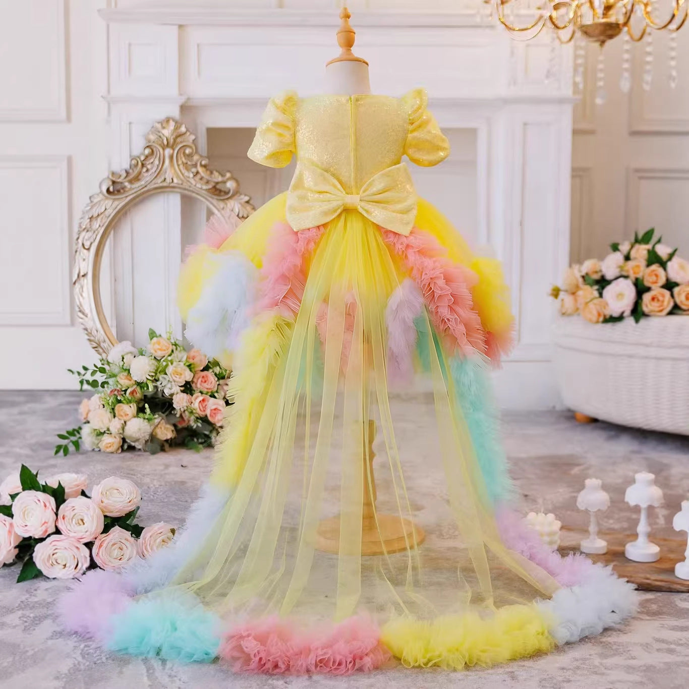 Robe de princesse tutu arc-en-ciel pour filles - Gonflement de piste pour les enfants