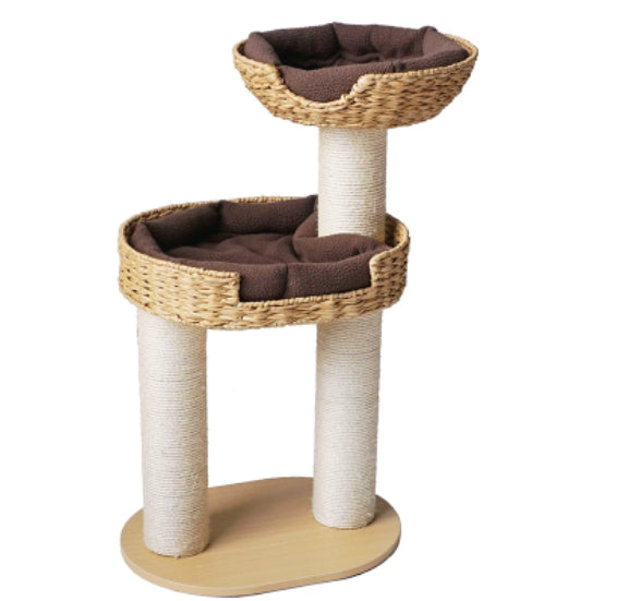 Green Song Woven Cat Climbing Frame with Thick Posts Cat Tree Cat Bed and Scratching Post