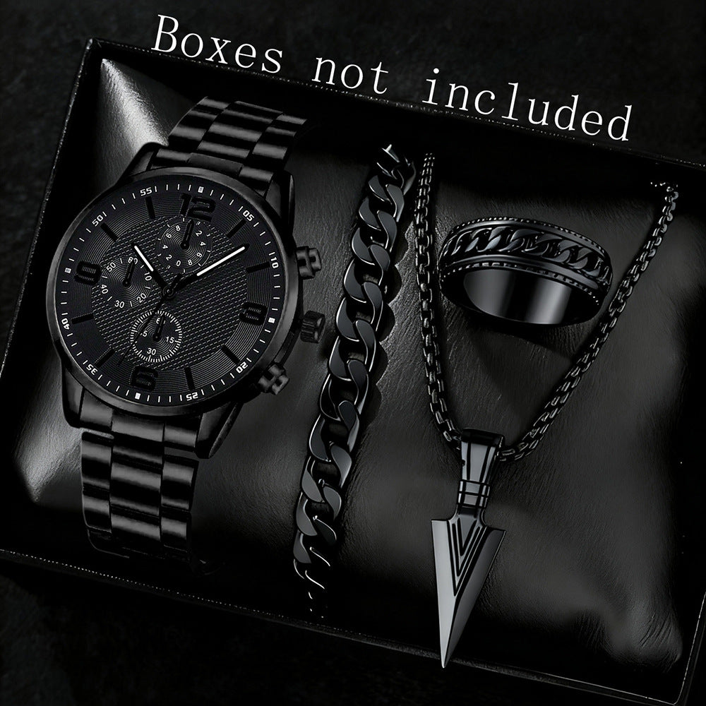 3-Eye Digital hommes bracelet de montre et collier ensemble