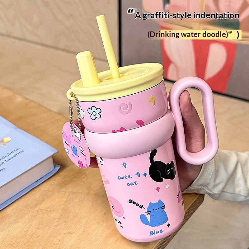 Mug mignon tasse de bureau Hautement élégant coupe de paille en acier inoxydable bouteille de maintien à froid