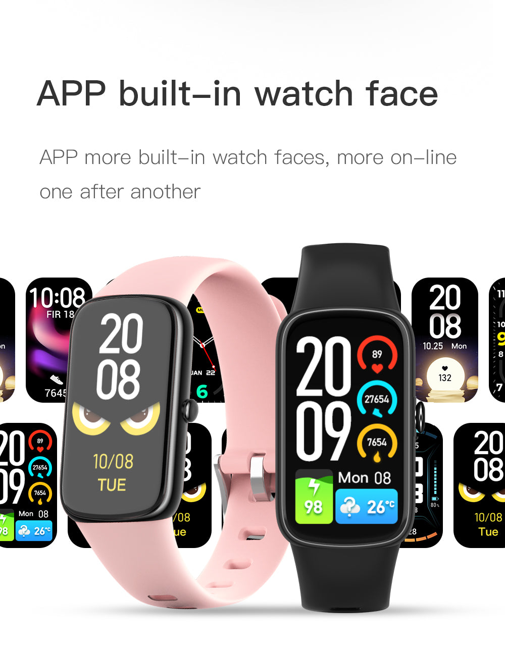 Écran couleur pleine tactile Blood Oxygen Sports Pedometer Bluetooth Watch