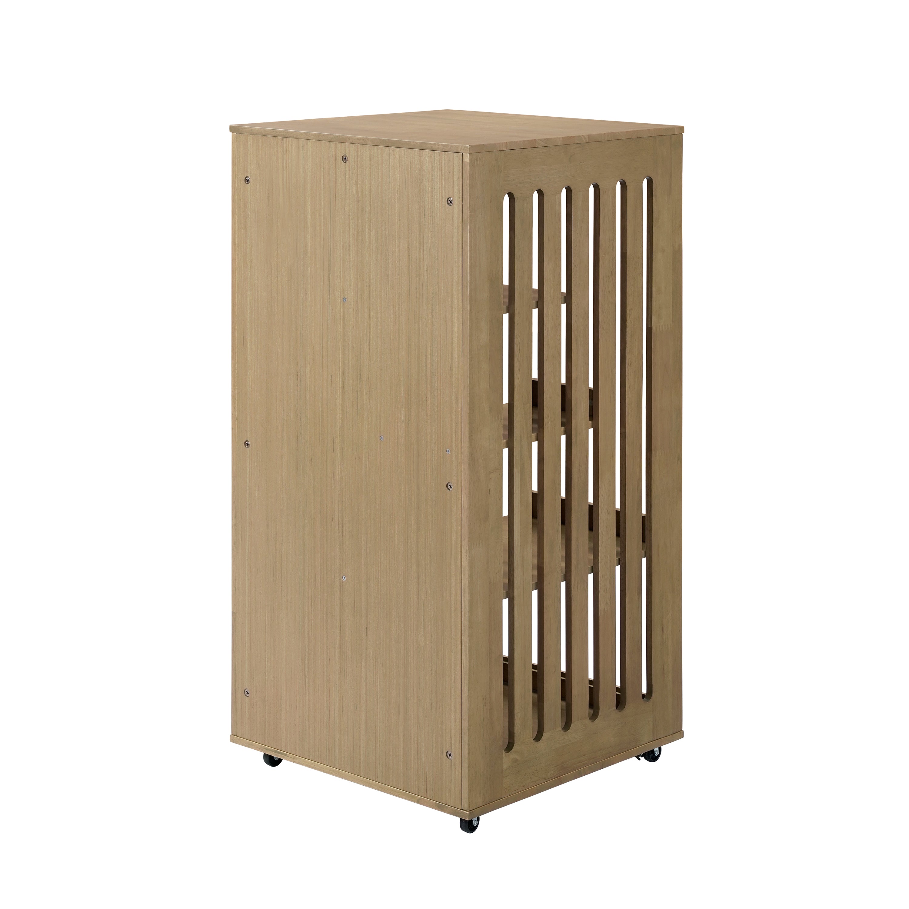 Armoire de chat en bois de caoutchouc Basia avec roues