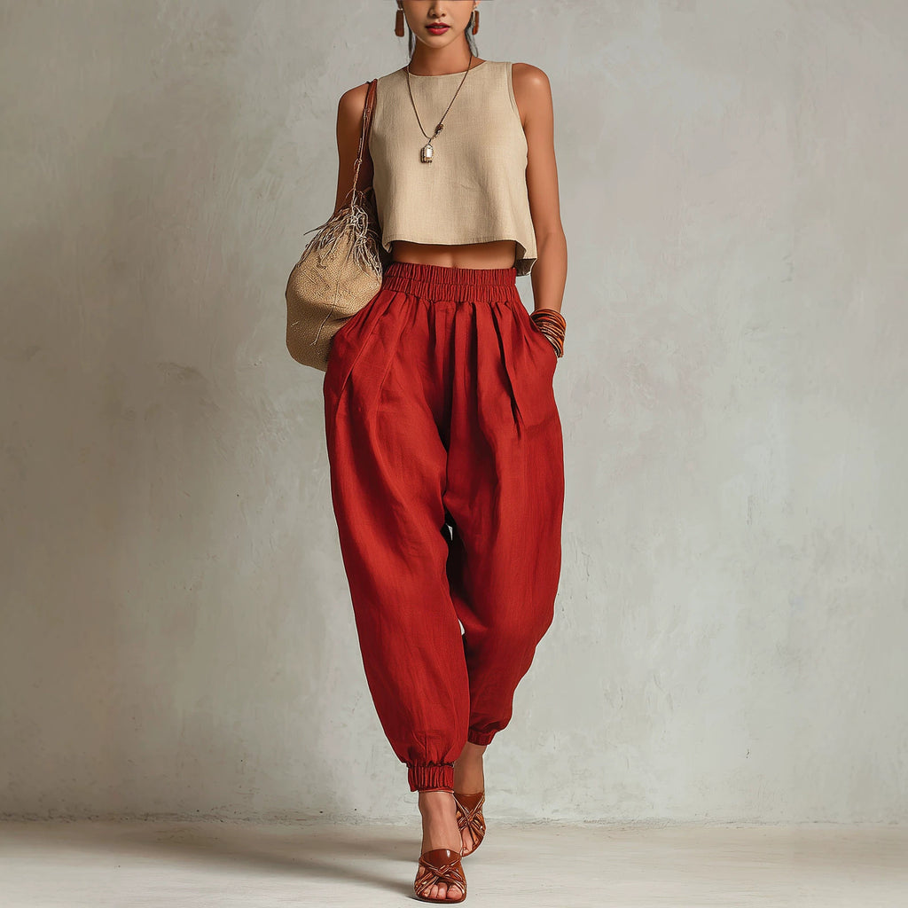 Pantalon de jogging à pantoufle en élasticité avec une jambe de lanterne