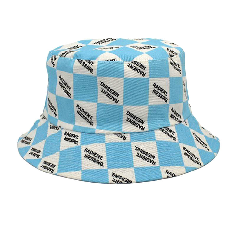 Lettre Chapeau de Bucket Plaid Mode Femme Double face Chapeau de Bucket