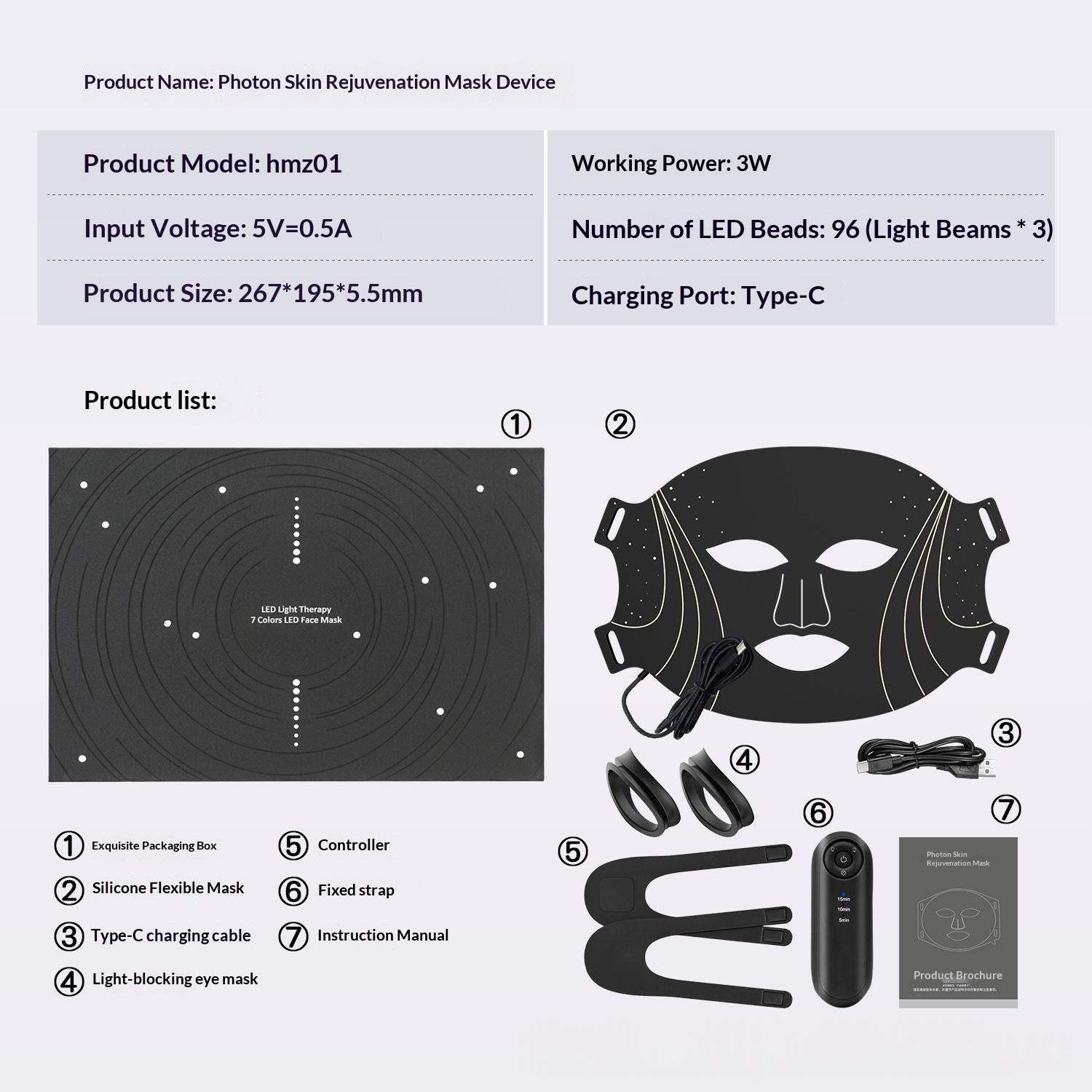 Masque LED visage photothérapie pour soin à domicile