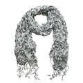 2pcs motif géométrique écharpe blanche noire