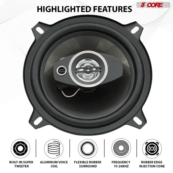 Haut-parleurs de porte de voiture coaxiaux 5' paire 350W 4Ohm 2 Way Composant Subwoofer Audio W Super