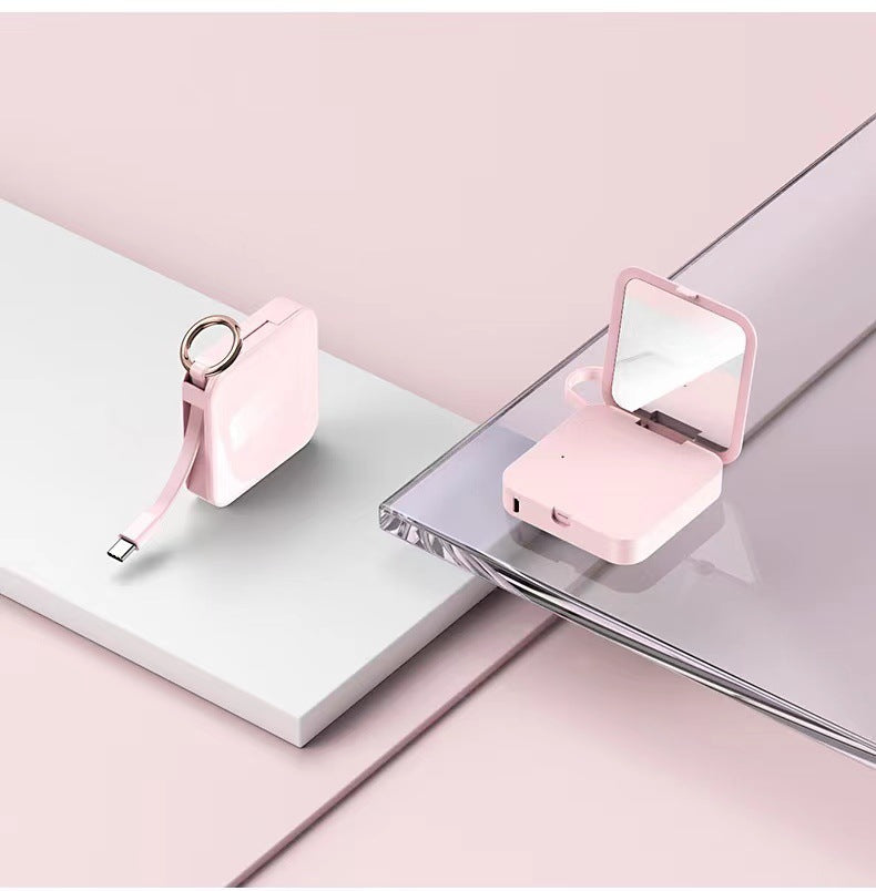 Mini porte-clés livré avec fil miroir de beauté incrusté de diamant Mobile Banque de recharge