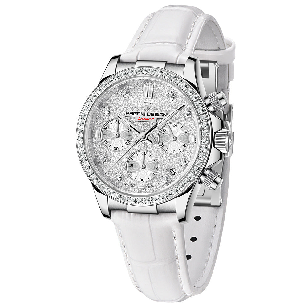 Diamond Surface Calendar Montre en acier inoxydable imperméable