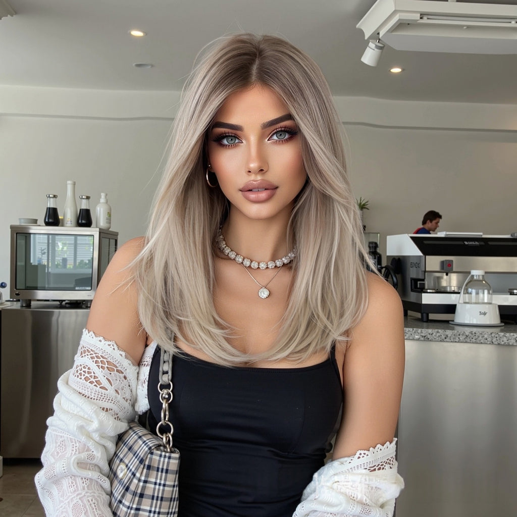 Ombre Blonde Women's Full Head Mid-Length Wig