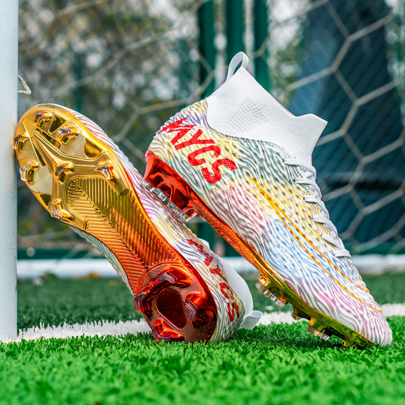 Entraînement en plein air pour hommes Chaussures de soccer de bas plaqué or